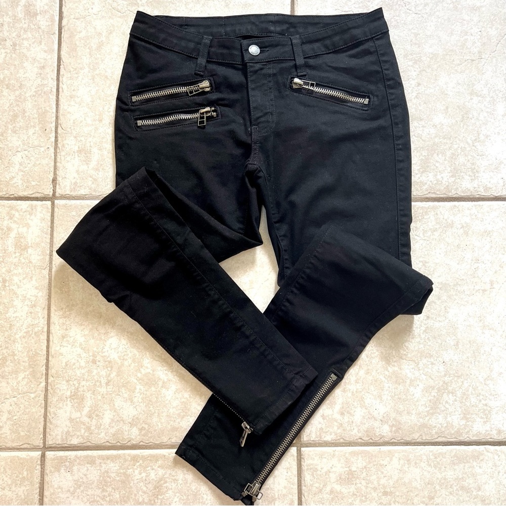 LF Carmar Elizabeth Black Skinny Stretch Zipper Denim Jeans